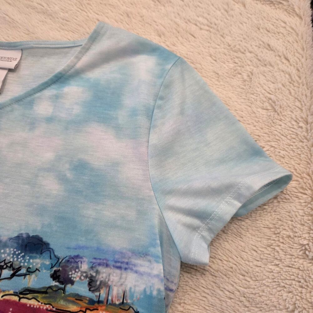 Chico’s Weekends Scenic Lighthouse Art T-Shirt Coastal Chico's Size 0 US Size S - Picture 9 of 14
